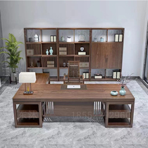 New Chinese Solid Wood Large Bantai U Jinmu Owner Desk Modern Briefing President Room Black Walnuts Furniture Custom