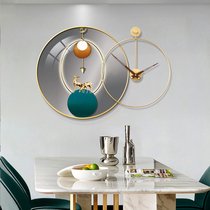 Light luxury dining room hanging painting 2021 new restaurant decoration painting with clock restaurant wall decoration modern simple mural