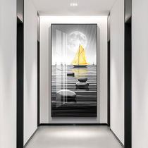 Modern minimalist porch aisle decorative painting introductory vertical corridor end murals smooth sailing light luxury painting