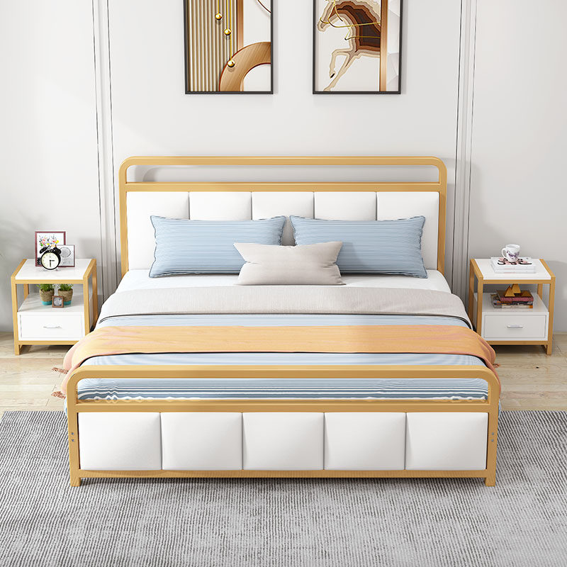 Iron bed double bed modern simple 1 5 m 1 8 princess bed rental home Northern Europe light luxury thick single bed frame