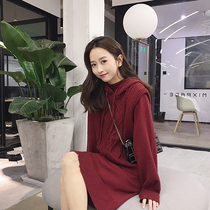 Fa-style comeback with a knee length dress Mountain Benwind superfairy French small crowdsetting skirt Two sets for autumn and winter scarves