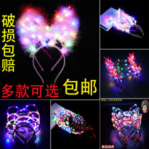 Luminous childrens toys wholesale night market flash headband headgear womens square hot selling rabbit ears headband stall supply