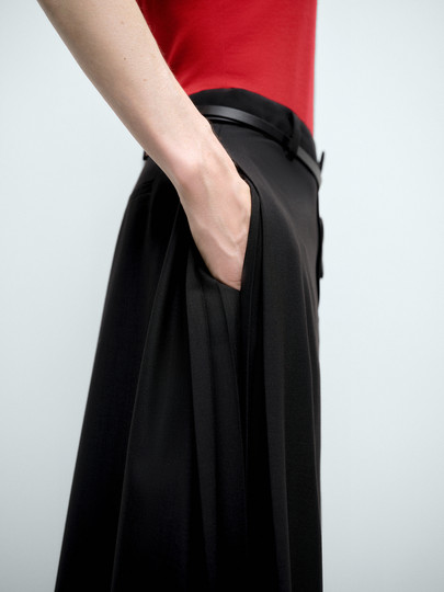 Edition Skirt for Women 2025 Spring New Long A-Line Frayed Wool Suit Skirt Ebe1Skt037