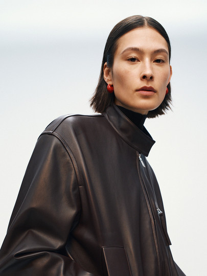 [P Series]Edition New Autumn Collection Genuine Lambskin Leather Jacket with Belt Ebd3Let005