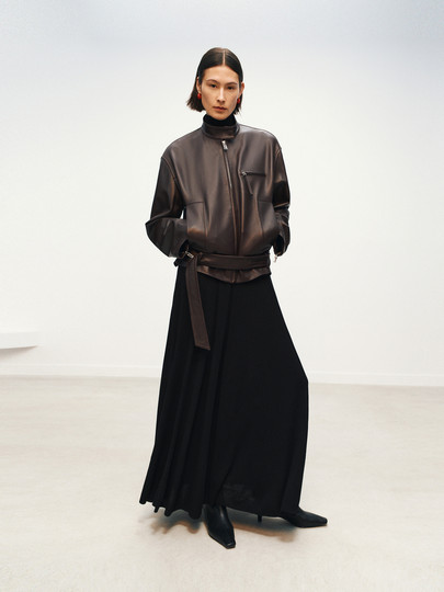 [P Series]Edition New Autumn Collection Genuine Lambskin Leather Jacket with Belt Ebd3Let005