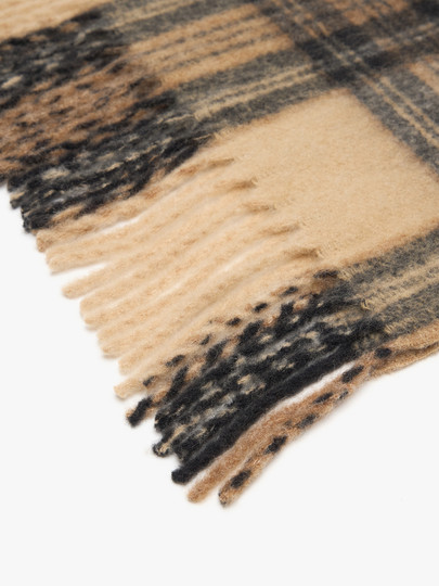 Edition Scarf for Women 2025 Winter New Style Wool Camel Hair Plaid Tassel Scarf Ebe4Scf005