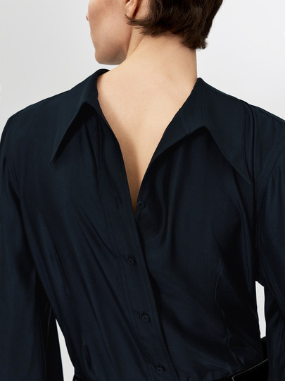 [Same Style as the Show] Edition Winter New Elite Wardrobe Mulberry Silk Bell Sleeve Shirt Ebe4Sht003