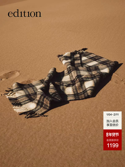 Edition Scarf for Women 2025 Winter New Style Wool Camel Hair Plaid Tassel Scarf Ebe4Scf005