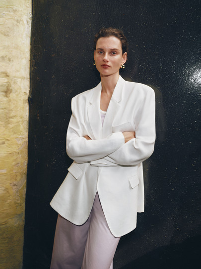 [Same Style as Dong Jie] Edition Summer New Elite Wardrobe Series White Suit Ebd2Bla011