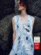 Edition dress women's summer new resort style ink printed cotton and linen dress EBC2DRS059