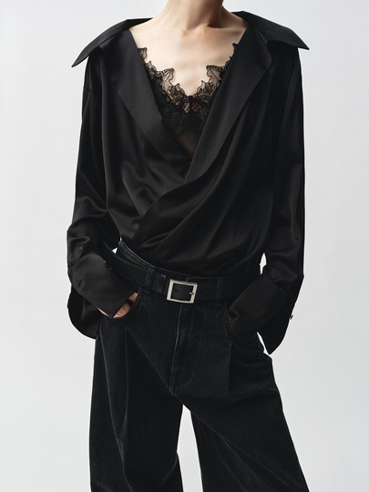 [Elite Wardrobe Series] Edition2025 Spring New Lace Splicing French Shirt Ebe1Top039