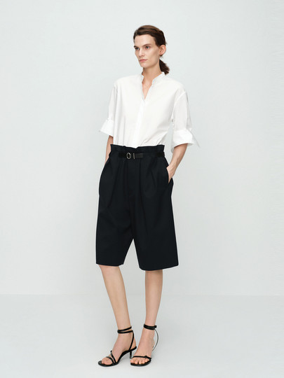 [Elite Wardrobe Series] Edition2025 Summer New Style French Stand-Up Collar Pure Cotton Shirt Ebe2Sht005