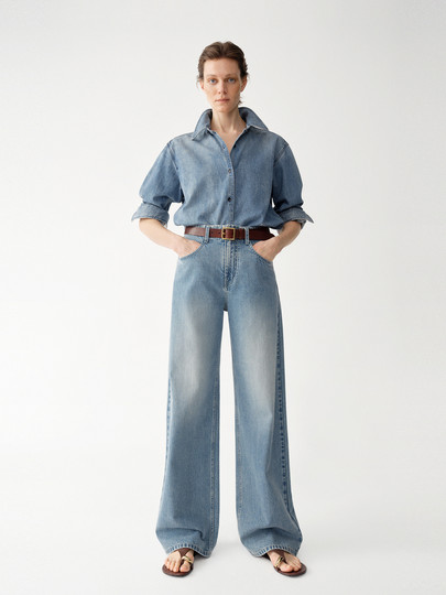 Edition Denim Shirt Women 2025 Summer New Silk Cotton Blue Vintage Denim Jacket Ebe2Jkt002