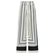 edition casual pants womens 2024 spring new style artistic black and white striped silk cotton elastic trousers EBD1PATT01