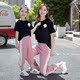 Mùa hè cha-con 2020 mới của Hàn Quốc phiên bản của các cô gái thiết lập quần âu phong cách thời trang ngắn tay áo triều phụ nữ của mẹ.