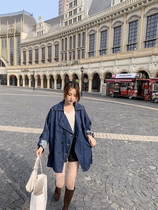 Lecea Alice blue denim coat female 2021 spring new Korean version Joker loose casual top