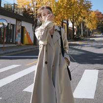 Lecea Alice double-breasted windbreaker female 2021 Autumn New temperament drape coat loose Joker coat