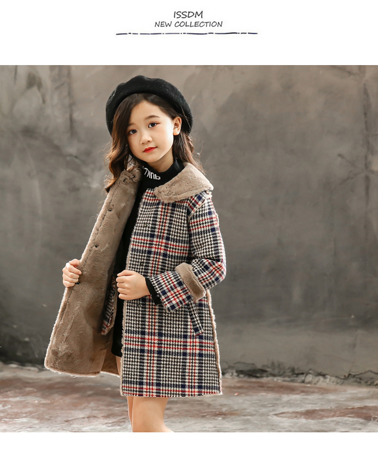 Quần áo mùa đông cho bé gái 5 bé gái mặc áo dài 7 áo Mao Ni 8 học sinh 9 Áo Nizi mười tuổi 12 dày dày áo lông cho bé