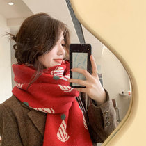 Mr. Evil Red Knitted Scarf New Year Christmas birthday gift wool diy cute girl thickened warm