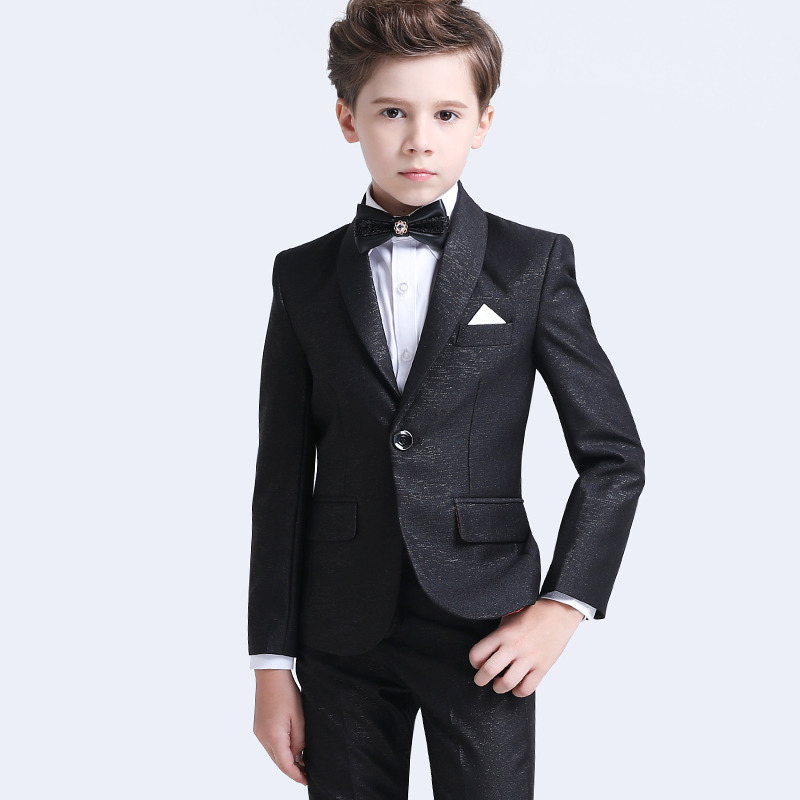 Children's suit male handsome spring and autumn Prince White piano playing small host flower girl dress boy suit suit