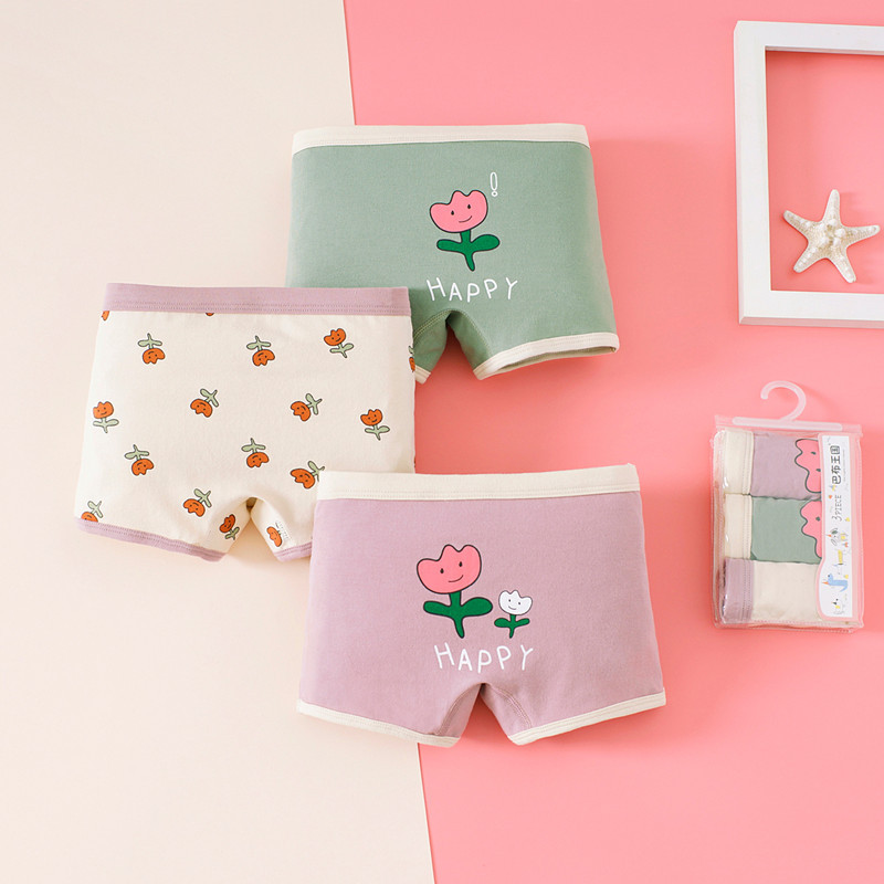 Girls' cotton underwear summer thin section children's little girl medium and large children's shorts girl student briefs without clipping pp