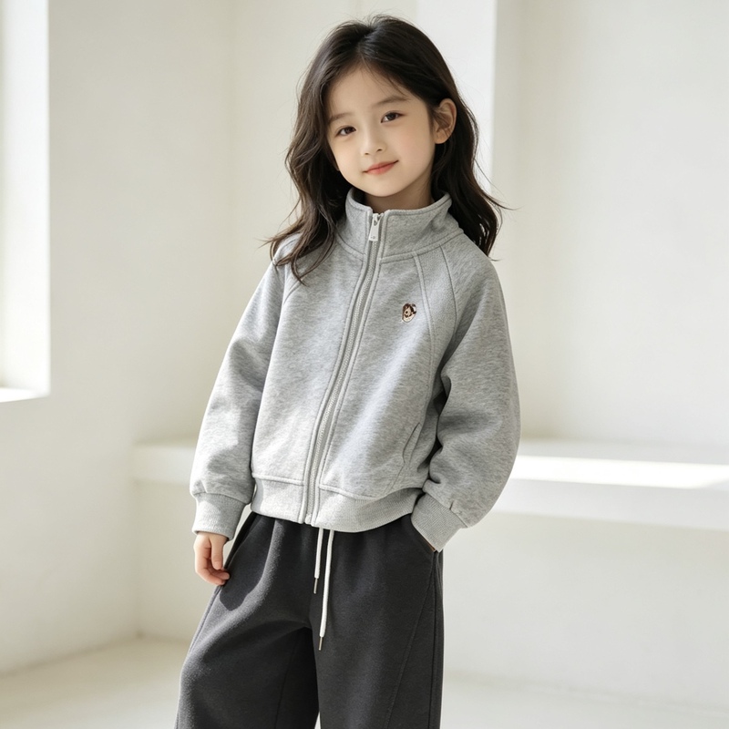 British Teddy Bear ● Boutique Children's Clothing Autumn/Winter Half-Turtleneck Zip-Up Sweatshirt G6Fj01