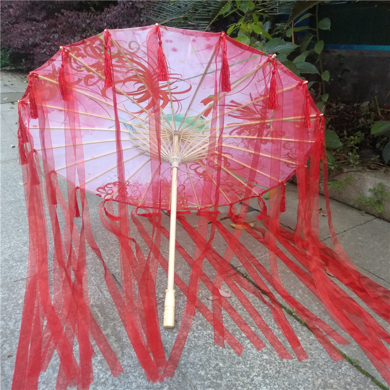 Ancient women's costumes Hanfu tassel umbrella oil paper umbrella photography catwalk prop umbrella rain-proof streamer umbrella ancient wind umbrella