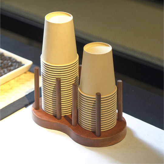 Solid wood disposable cup holder, office high-end paper cup storage rack, milk tea shop cup taker, water cup storage rack