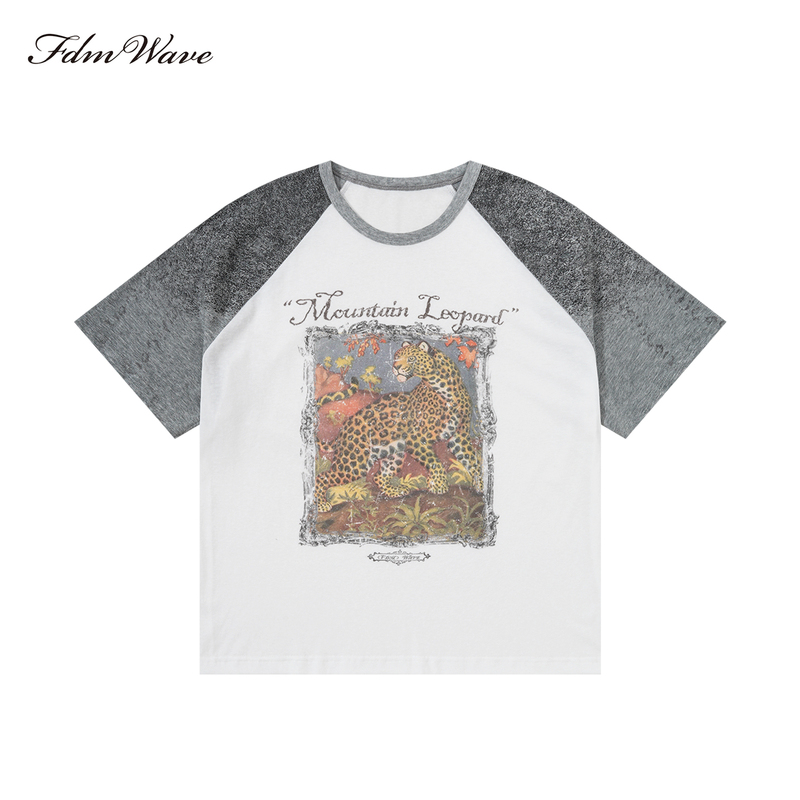 Fdm'Wave' Jungle Leopard Print Short-Sleeve Sentinel of the Peaks Vintage/Raglan Sleeve Fdm'Wave' Jungle Leopard Print Short-Sleeve Sentinel of the Peaks Vintage/Raglan Sleeve
