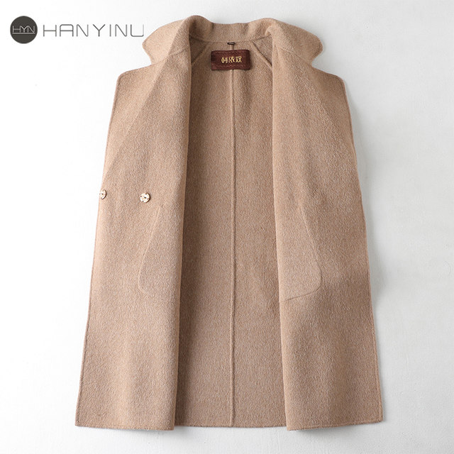 Woolen coat women's mid-length Korean style loose small spring women's coat 2024 new wool double-sided woolen coat for women