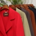 Raglan tay áo len nữ lông cừu chống mùa 2019 mới phù hợp với cổ áo lỏng dài áo cashmere - Accentuated eo áo áo dạ nữ dáng suông dài Accentuated eo áo
