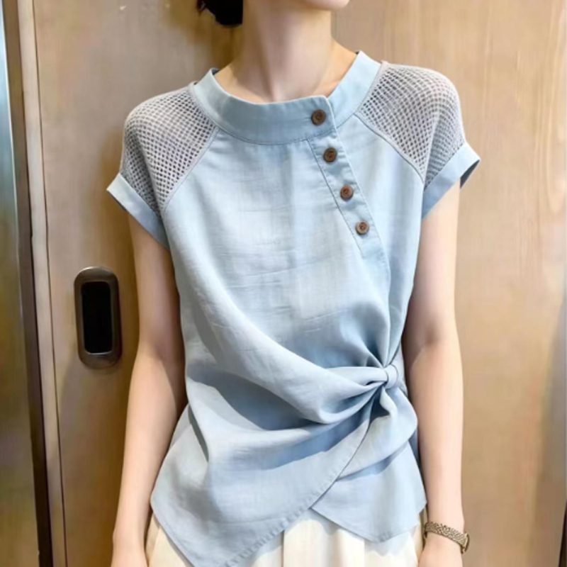 French-Style Short-Sleeved Shirt for Women, 2026 Summer New Trendy Slim-Fit Design, Niche Versatile Blouse Top French-Style Short-Sleeved Shirt for Women, 2026 Summer New Trendy Slim-Fit Design, Niche Versatile Blouse Top