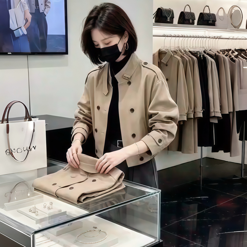 High-End Short Trench Coat for Women, 2026 Autumn New Korean Style, Stylish, Slimming, Versatile Stand-Up Collar Jacket for Petite Figures, Trendy High-End Short Trench Coat for Women, 2026 Autumn New Korean Style, Stylish, Slimming, Versatile Stand-Up Collar Jacket for Petite Figures, Trendy