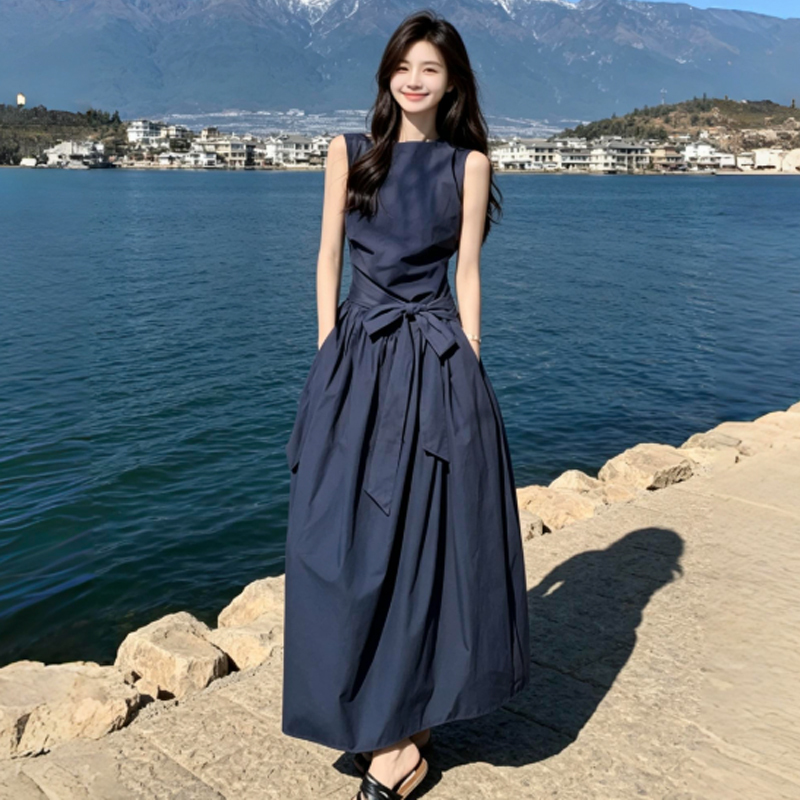 French-Style Elegant Dress for Women, 2026 Summer New Model, Stylish Waist-Cinching Design, Sleeveless Tie-Up Tank Dress, Long Dress French-Style Elegant Dress for Women, 2026 Summer New Model, Stylish Waist-Cinching Design, Sleeveless Tie-Up Tank Dress, Long Dress