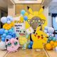 Pikachu Pokémon theme birthday decoration layout boys and girls tenth birthday balloon party background wall kt board 10