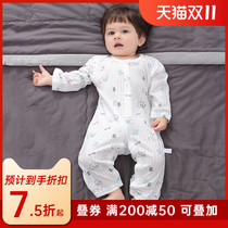 Baby conjoined clothes summer thin male baby cotton ha clothes summer pajamas newborn air conditioning clothes summer clothes