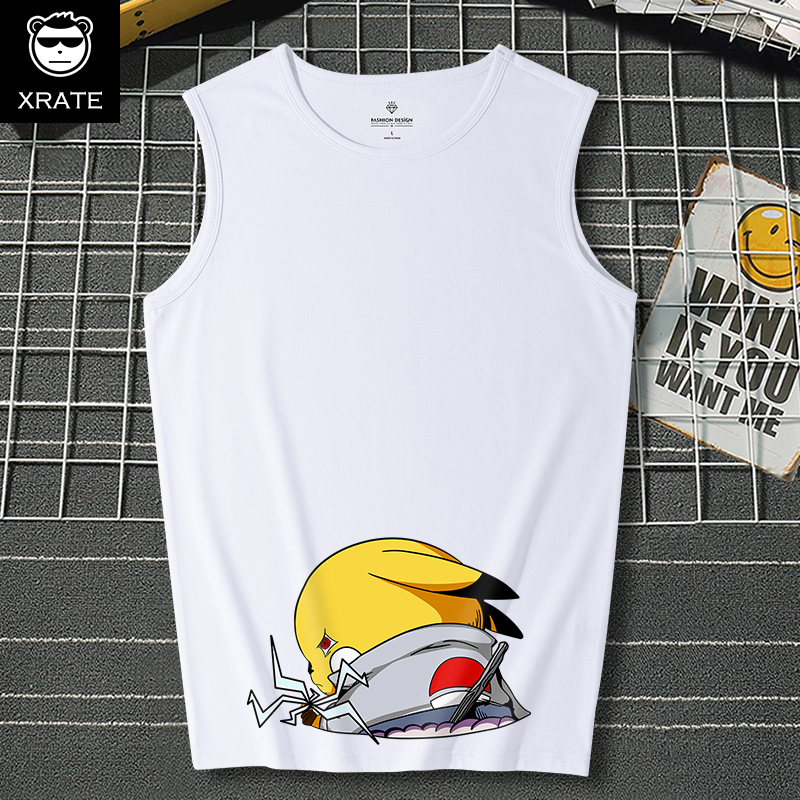 Tay nam t-shirt lỏng thủy triều thương hiệu in cổng gió vai mùa hè kỳ nghỉ bãi biển bãi biển nhanh khô thể thao bông vest