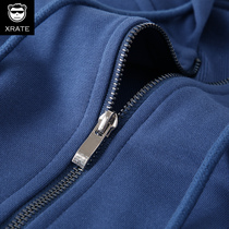 Mens sweatshirt spring autumn money ins Tide Zipper Loose big code Blue hooded sweatshirt with hood and men and women jacket