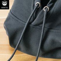 Grey sweatshirt mens fall with cap loose big code autumn clothing blouses 300g heavy lbs pure color mens spring and autumn jacket