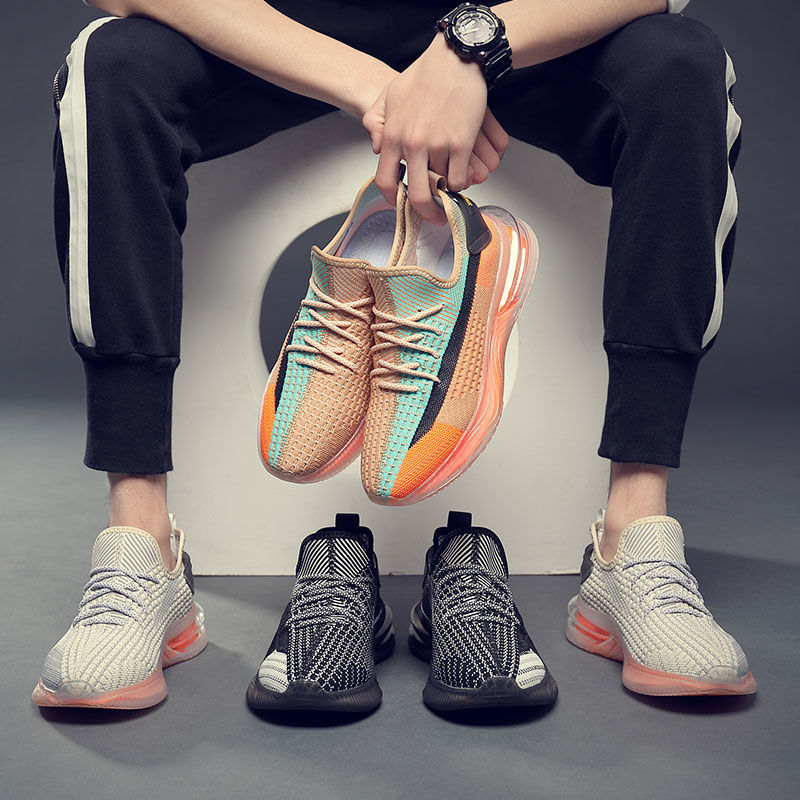 2023 Summer New Men's Shoes Breathable Thin Mesh Trendy Mesh Shoes Flying Weaving Sports Leisure Running Coconut Shoes Men