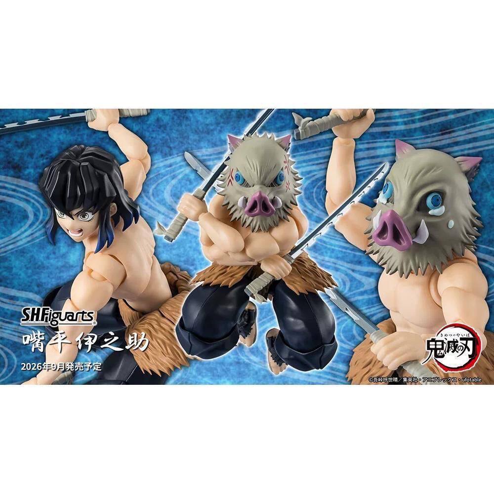 มีสินค้าในสต็อก หุ่นยนต์เคลื่อนไหวได้ Bandai Shf Inosuke Hashibira จากเรื่อง Demon Slayer: Kimetsu No Yaiba