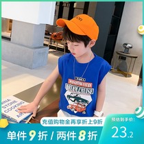 Left west boys vest pure cotton summer clothes 2021 new childrens sleeveless top summer childrens clothing Korean version of the tide