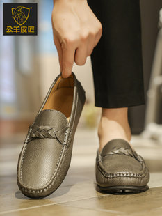 Ram Leather Shoes Men's Genuine Leather 2025 Autumn and Winter Warm Plus Velvet Cotton Shoes Antique Soft Sole Trendy Casual Leather Shoes