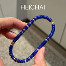 Produced by Xizai natural Afghan raw mineral lapis lazuli gold diamond tablet bracelet emperor green bracelet single bead loose bead