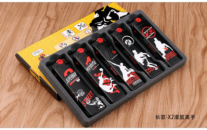 Norman 5 Pack Bánh xe quý tộc nhẹ hơn đá lửa sáng tạo Máy cứu hỏa bơm hơi Hộp quà tinh tế Tùy chỉnh bật lửa dupont chính hãng