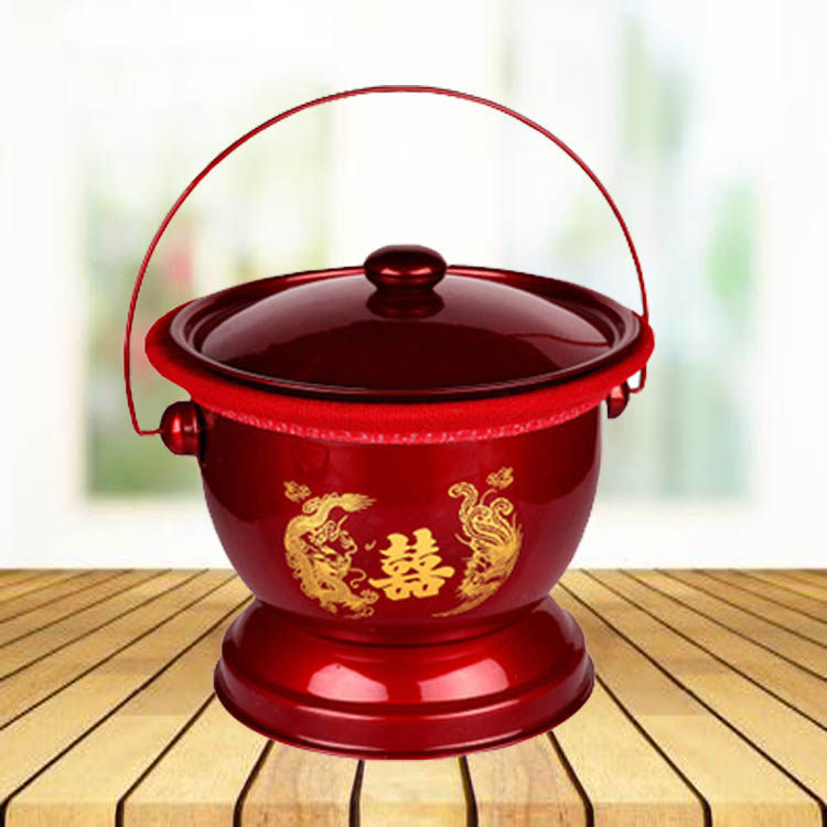 Wedding Enamel Spittoon Wedding Celebration Newcomer Children and grandchildren Bucket Home Toilet Dragon Pineapple mandarin Twin Delight Handbag lid spittoon