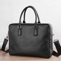 Mens briefcase briefcase handbag Leather Head Layer Cow Leather Soft Leather Brief business Handheld mens multilayer single shoulder bag