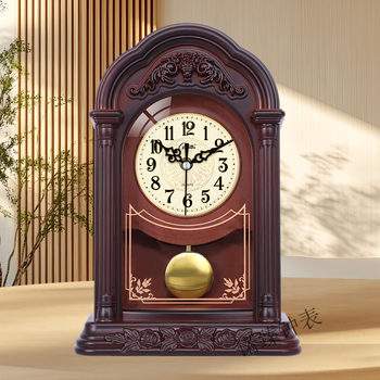 Kangbas European-Style Retro Table Clock Living Room Creative Clock Desktop Bedroom Silent Table Clock Old-Fashioned Sitting Clock Pendulum Clock