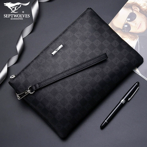 Septwolves, вместительная и большая сумка с петлей на руку, маленькая сумка клатч, бумажник, из натуральной кожи, новая коллекция