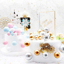 Golden Ball Silver Ball Ball Cake Decoration Ornament Symphony Small Ball Birthday Cake Decoration Baking Plug-In Card